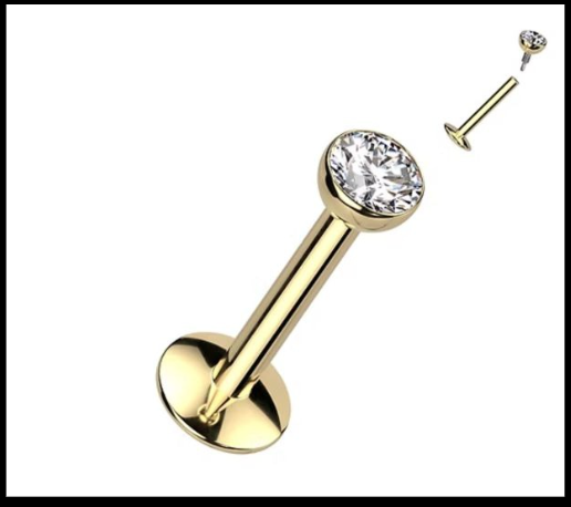 Flat back stud with faux diamond