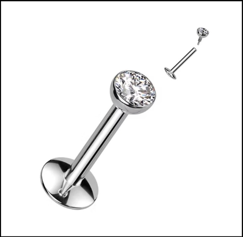 Flat back stud with faux diamond