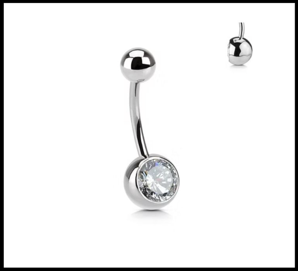 Belly ring with faux diamond