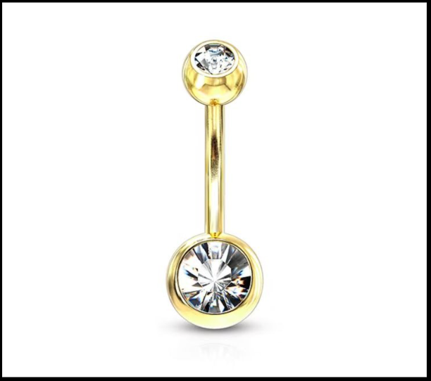 Belly ring with faux diamond