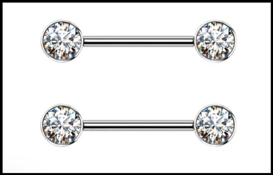 Straight barbell with faux diamond